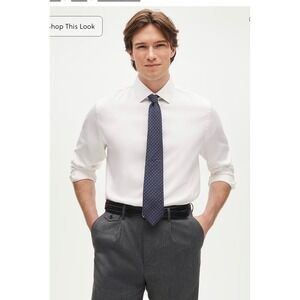J.Crew Bowery Performance Stretch Twill Dress Shirt White Mens Small‎ Classic